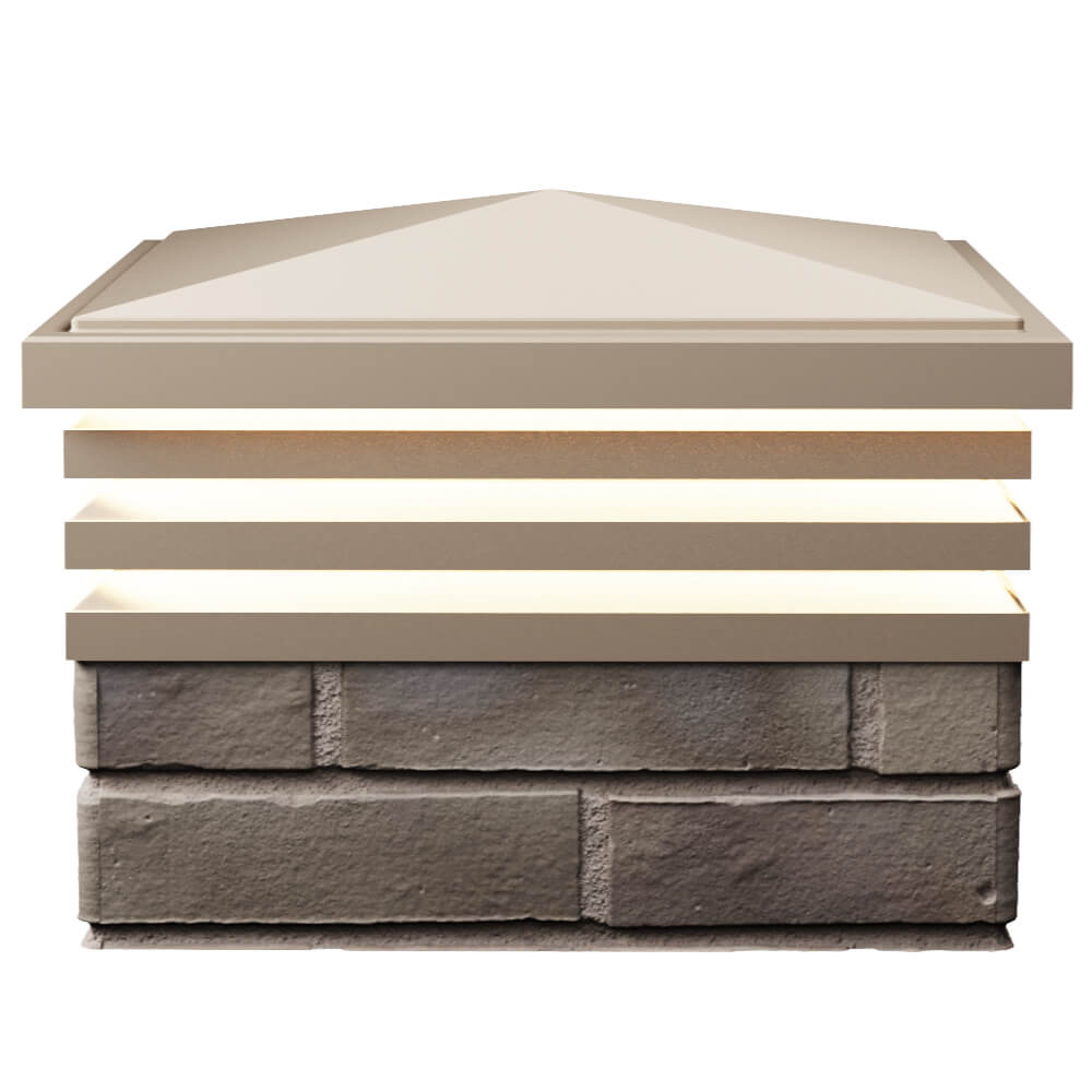 Колпак Zking Бона ХайТек Бежевый на столб 1.5х1.5 кирпича (385х385мм) с подсветкой в Кандалакше фото