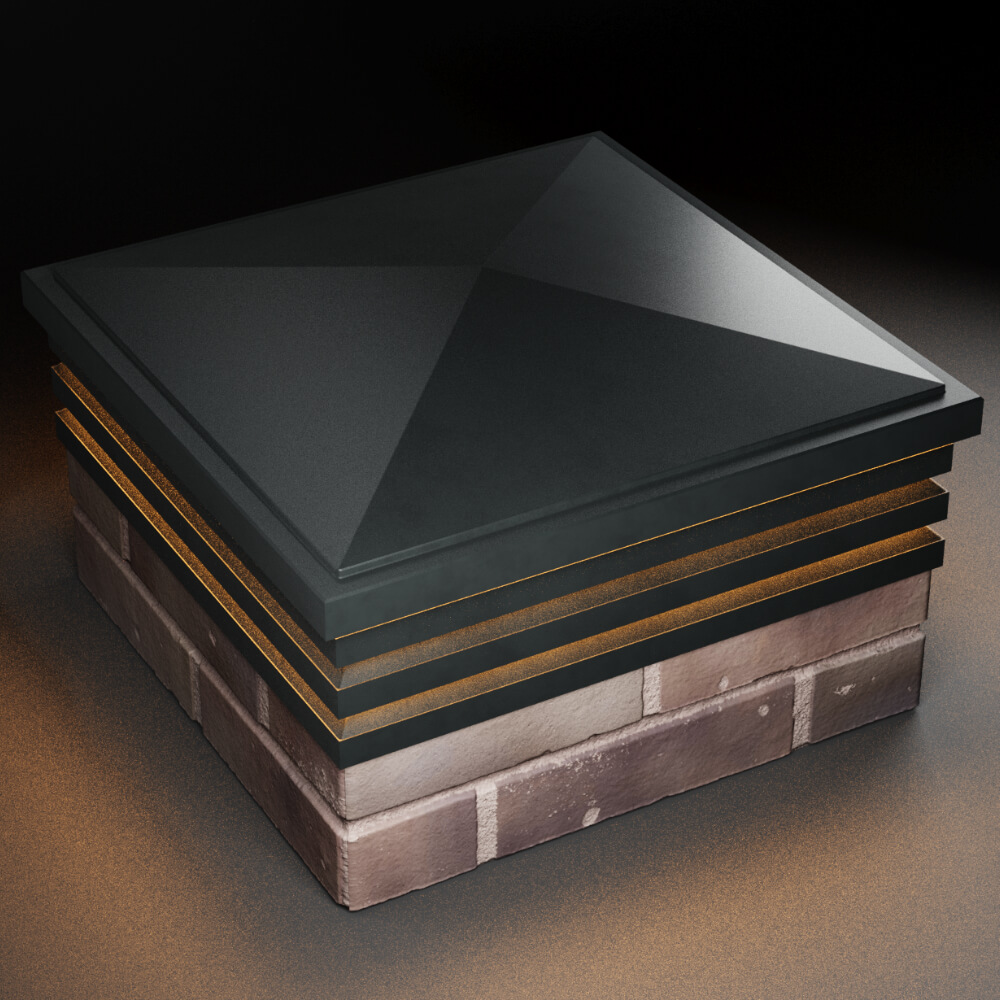 Колпак Zking Бона ХайТек Черный на столб 2х2 кирпича (513х513мм) с подсветкой в Кандалакше фото