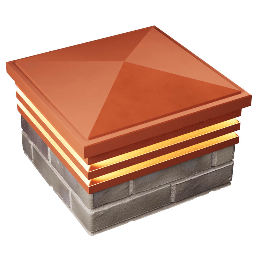 Колпак Zking Бона ХайТек Красный на столб 1.5х1.5 кирпича (385х385мм) с подсветкой в Кандалакше фото