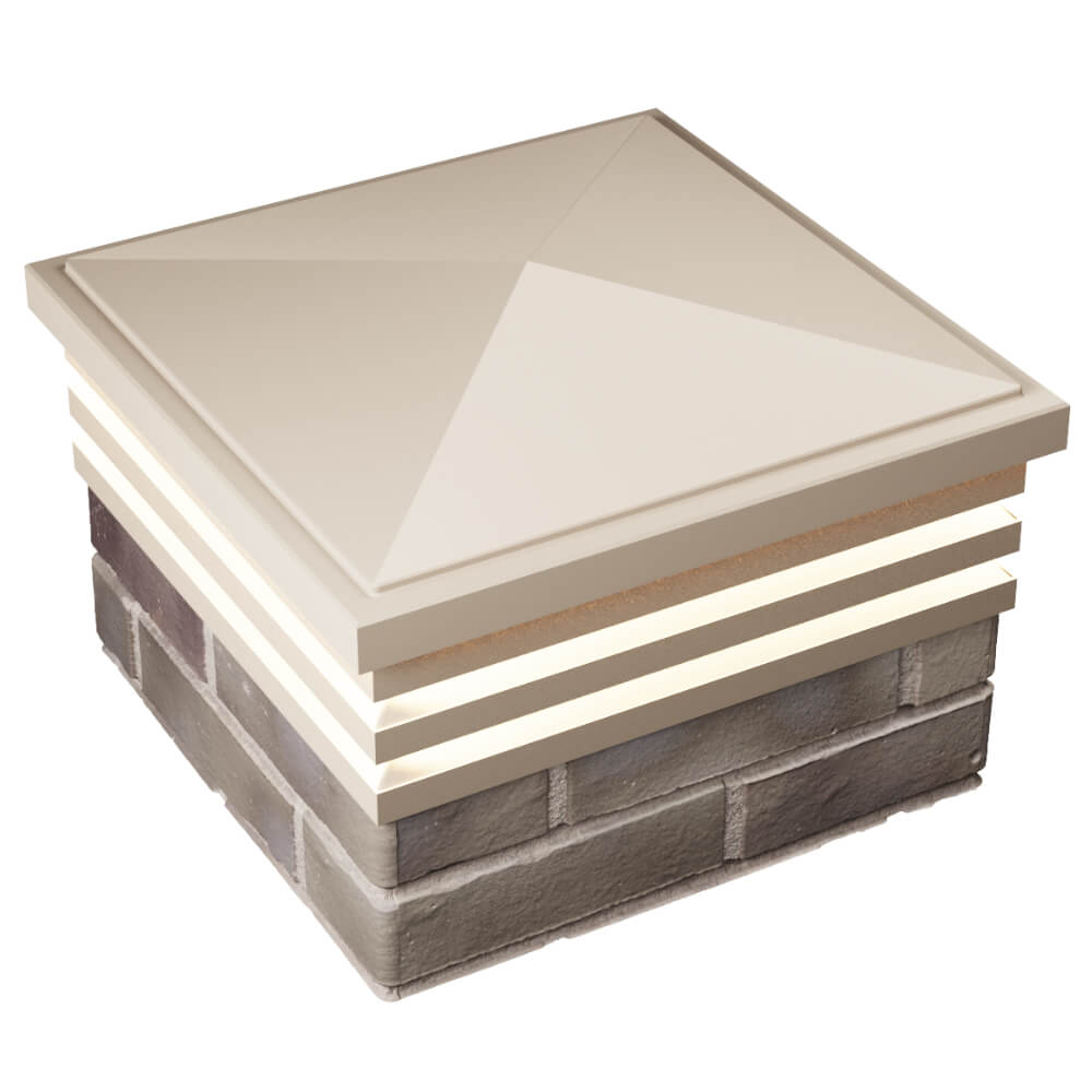 Колпак Zking Бона ХайТек Бежевый на столб 1.5х1.5 кирпича (385х385мм) с подсветкой в Кандалакше фото