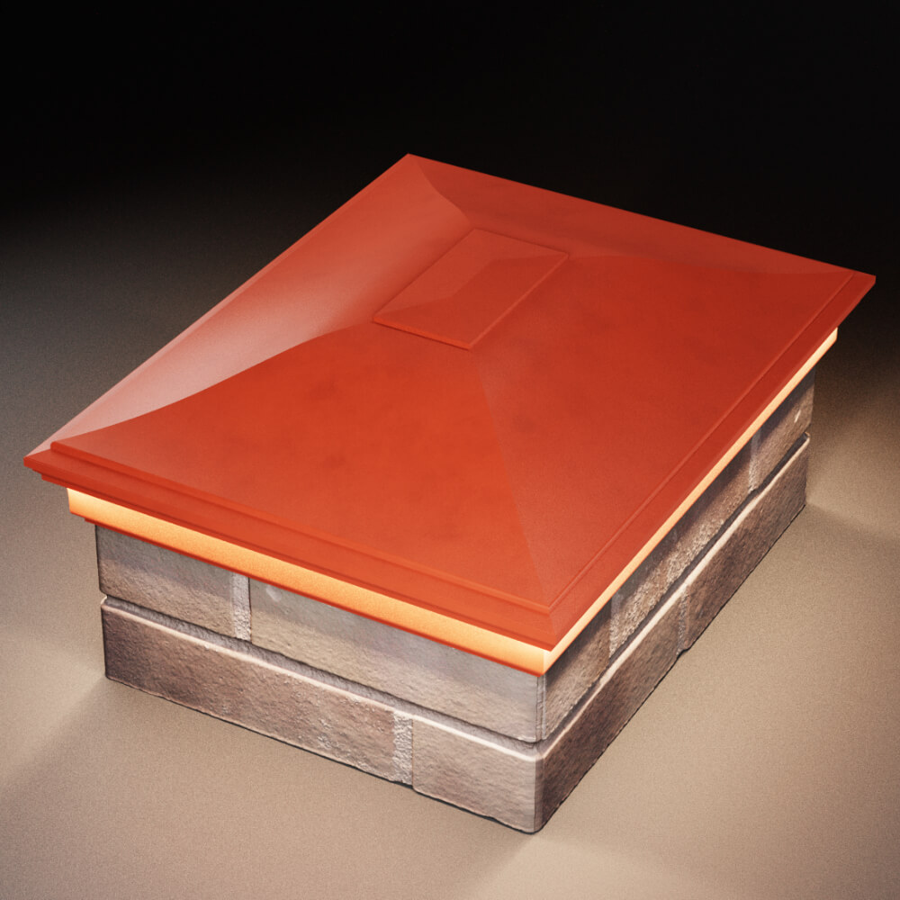 Колпак Zking Монблан Красный на столб 2х1.5 кирпича (515х385мм) c подсветкой в Кандалакше фото