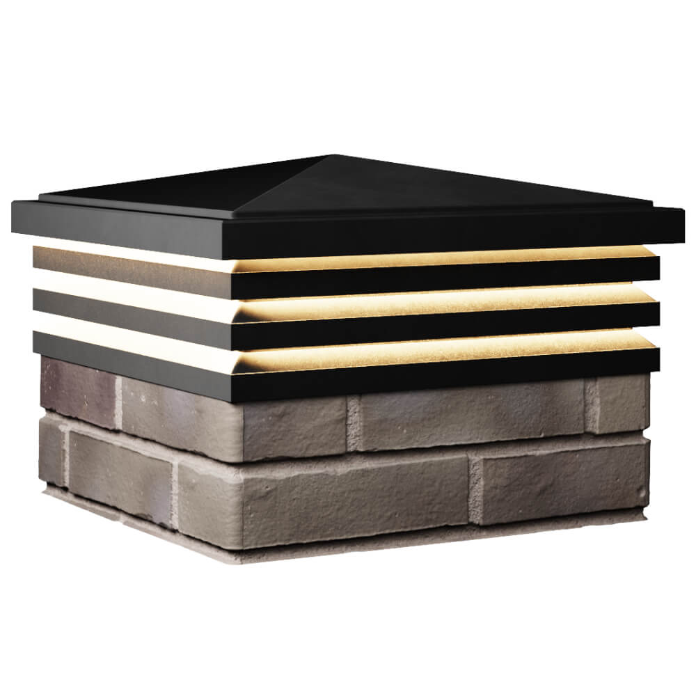 Колпак Zking Бона ХайТек Черный на столб 1.5х1.5 кирпича (385х385мм) с подсветкой в Кандалакше фото