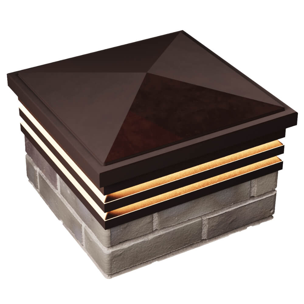 Колпак Zking Бона ХайТек Коричневый на столб 1.5х1.5 кирпича (385х385мм) с подсветкой в Кандалакше фото