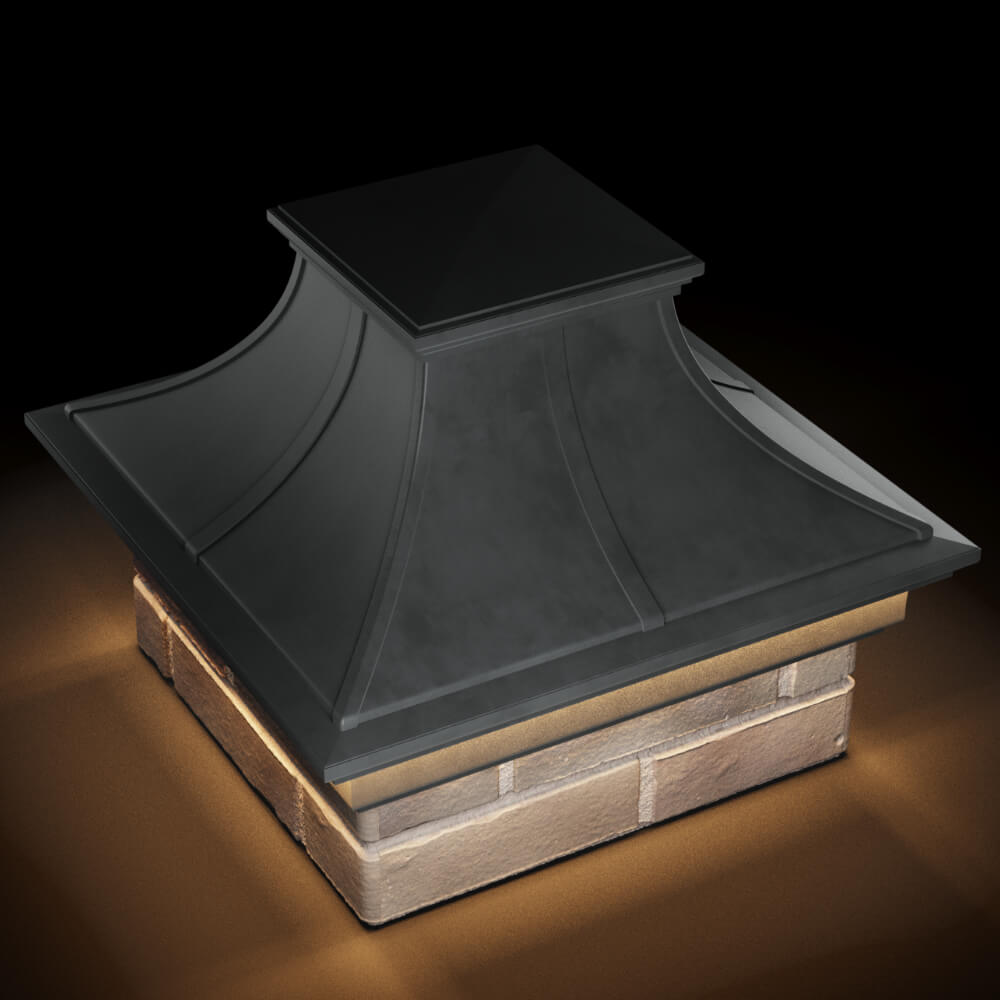 Колпак Zking Монблан Премиум Серый на столб 1.5х1.5 кирпича (385х385мм) с подсветкой в Кандалакше фото