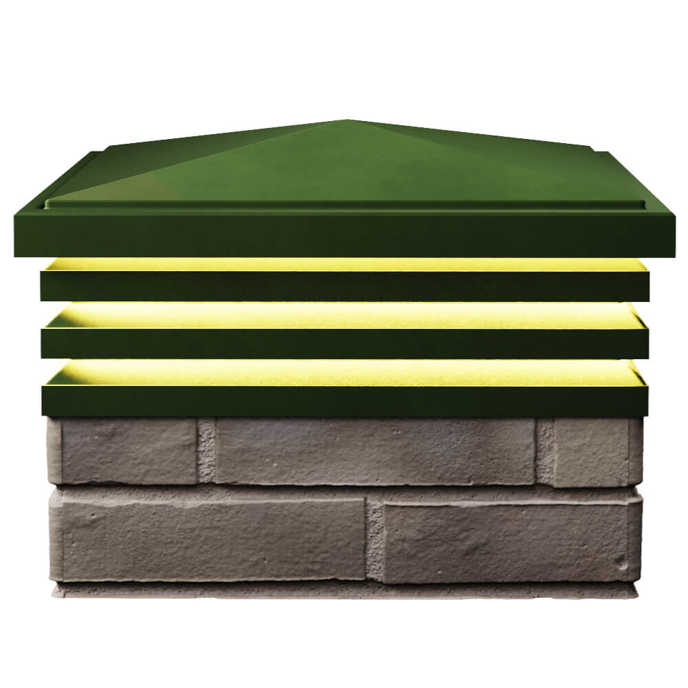 Колпак Zking Бона ХайТек Зеленый на столб 1.5х1.5 кирпича (385х385мм) с подсветкой в Кандалакше фото