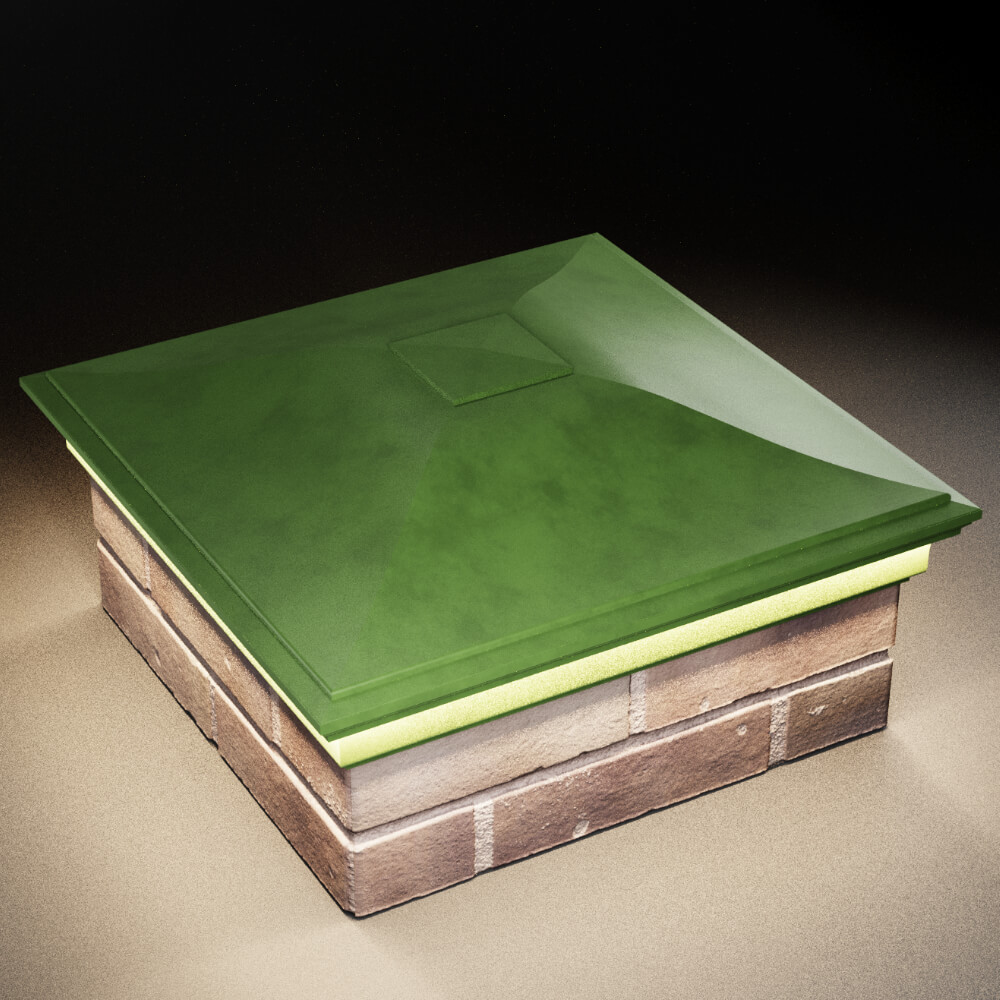 Колпак Zking Монблан Зеленый на столб 2х2 кирпича (515х515мм) c подсветкой в Кандалакше фото