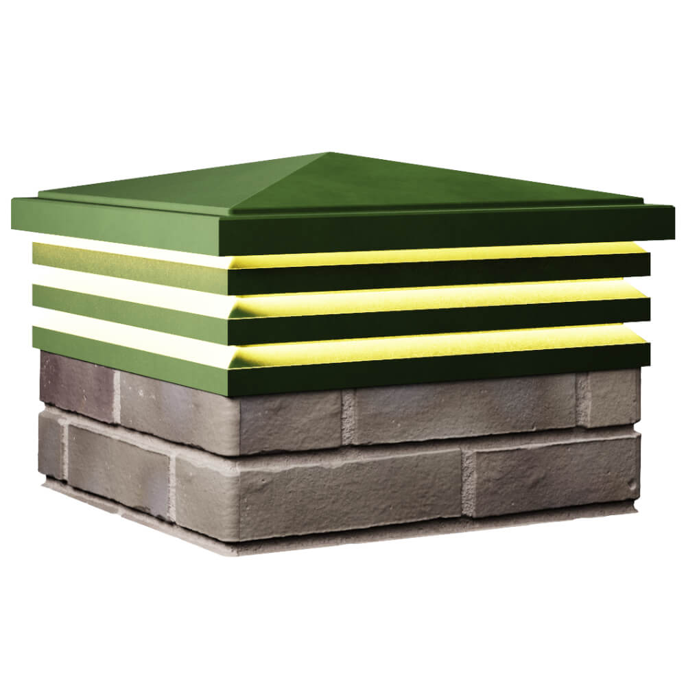 Колпак Zking Бона ХайТек Зеленый на столб 1.5х1.5 кирпича (385х385мм) с подсветкой в Кандалакше фото