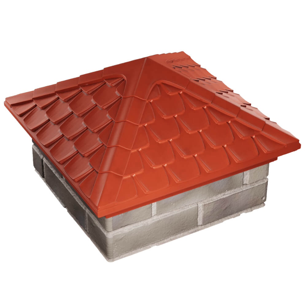 Колпак Zking Эльбрус Красный на столб 1.5х1.5 кирпича (385х385мм) в Кандалакше фото