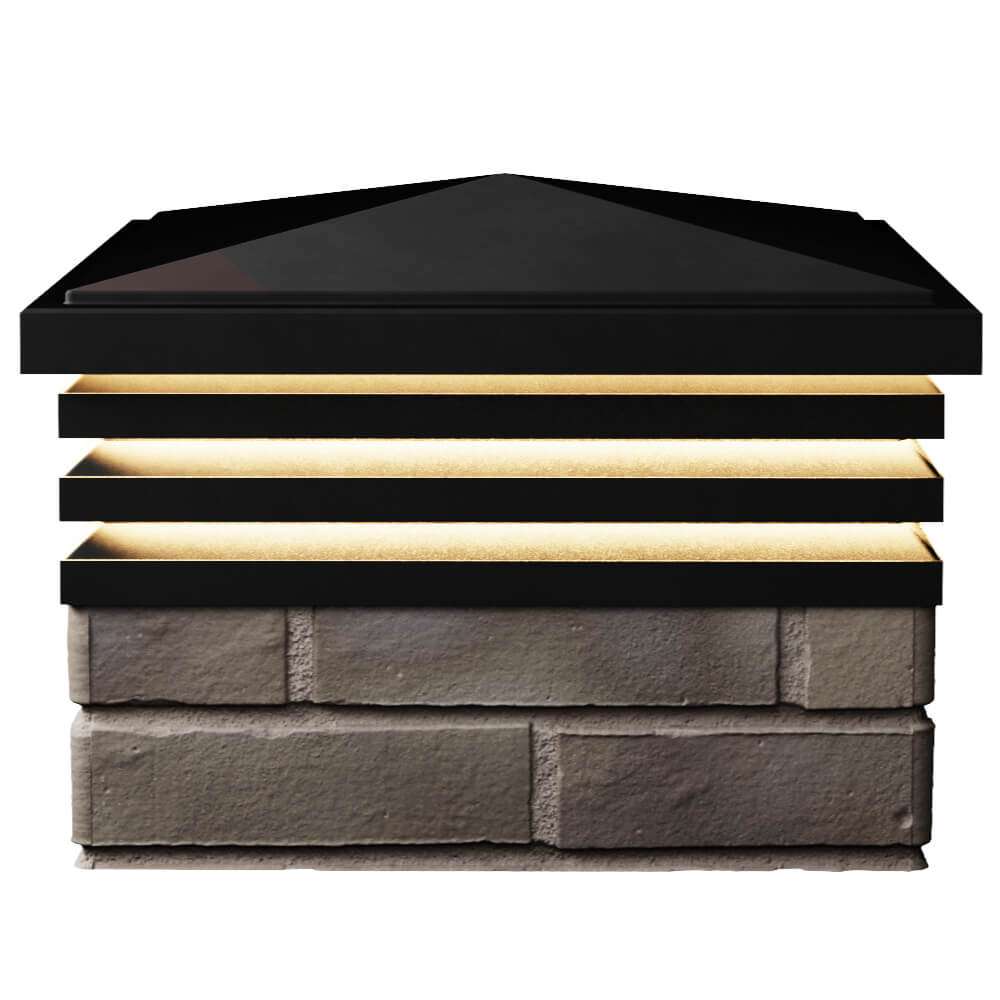 Колпак Zking Бона ХайТек Черный на столб 1.5х1.5 кирпича (385х385мм) с подсветкой в Кандалакше фото