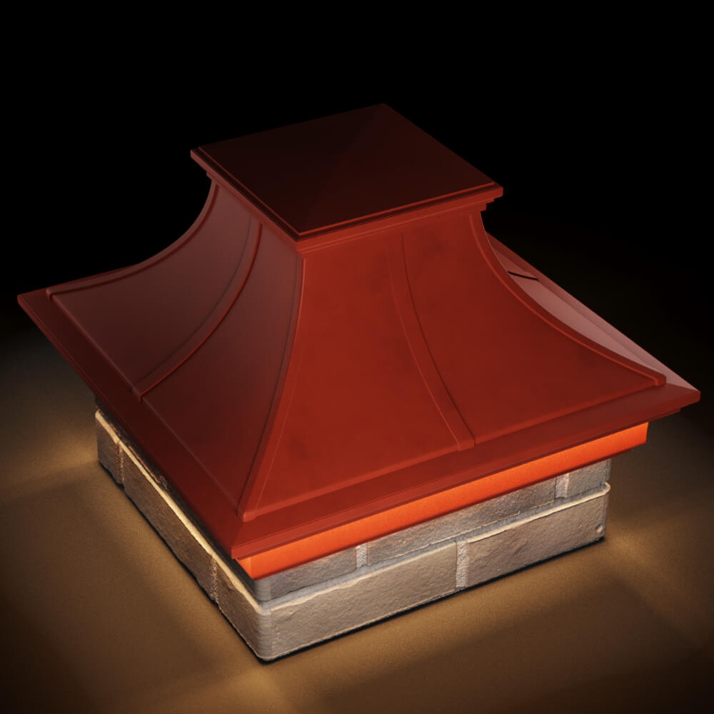 Колпак Zking Монблан Премиум Красный на столб 1.5х1.5 кирпича (385х385мм) с подсветкой в Кандалакше фото