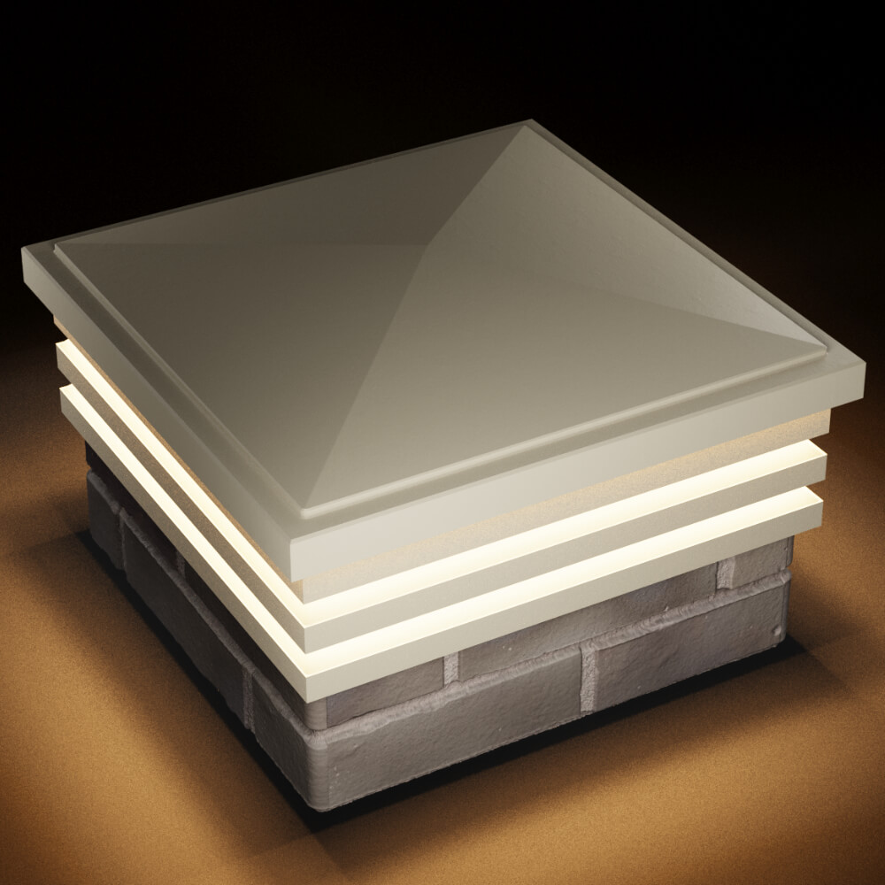 Колпак Zking Бона ХайТек Бежевый на столб 1.5х1.5 кирпича (385х385мм) с подсветкой в Кандалакше фото