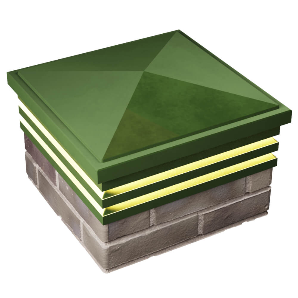 Колпак Zking Бона ХайТек Зеленый на столб 1.5х1.5 кирпича (385х385мм) с подсветкой в Кандалакше фото