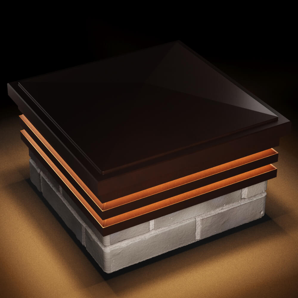 Колпак Zking Бона ХайТек Коричневый на столб 1.5х1.5 кирпича (385х385мм) с подсветкой в Кандалакше фото