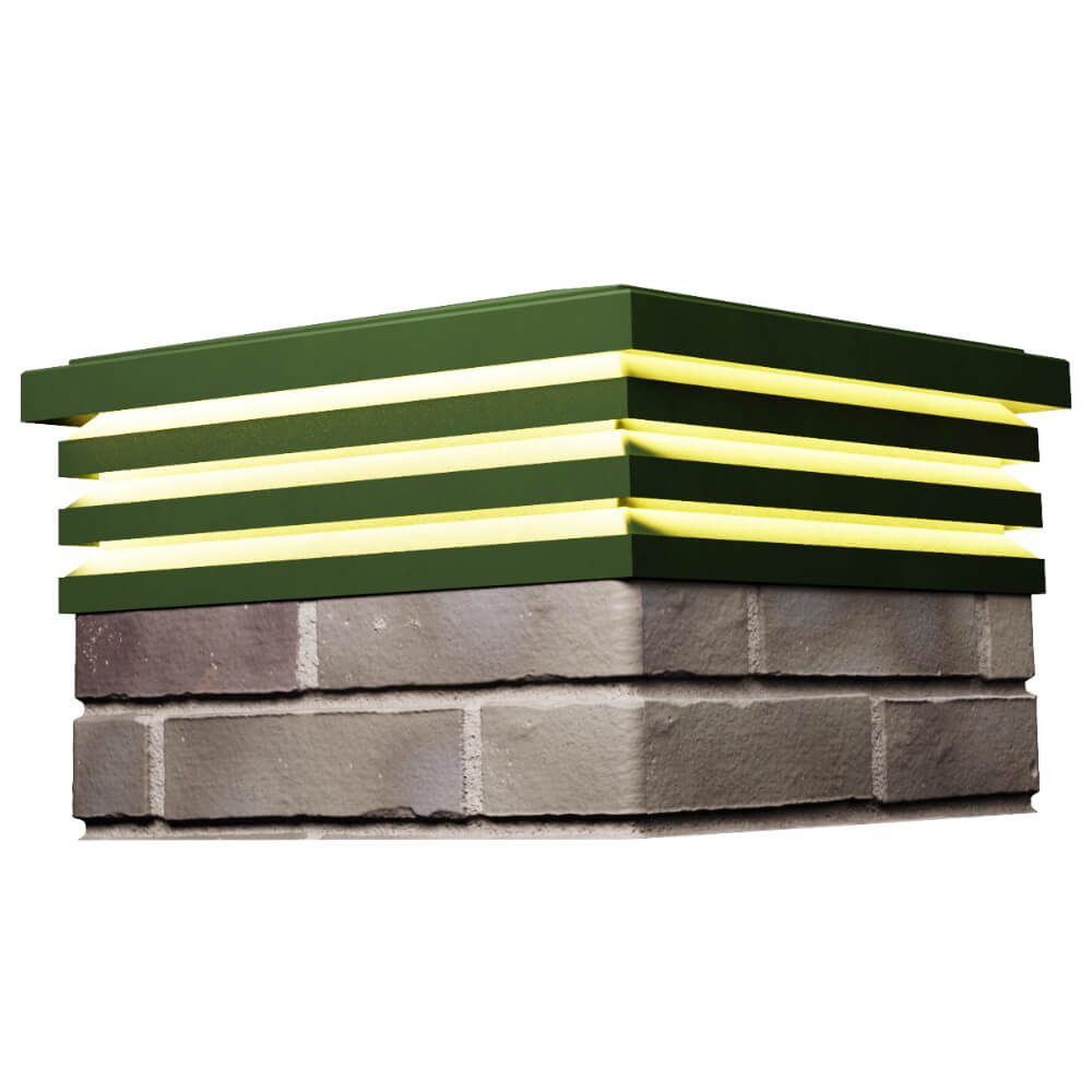 Колпак Zking Бона ХайТек Зеленый на столб 1.5х1.5 кирпича (385х385мм) с подсветкой в Кандалакше фото