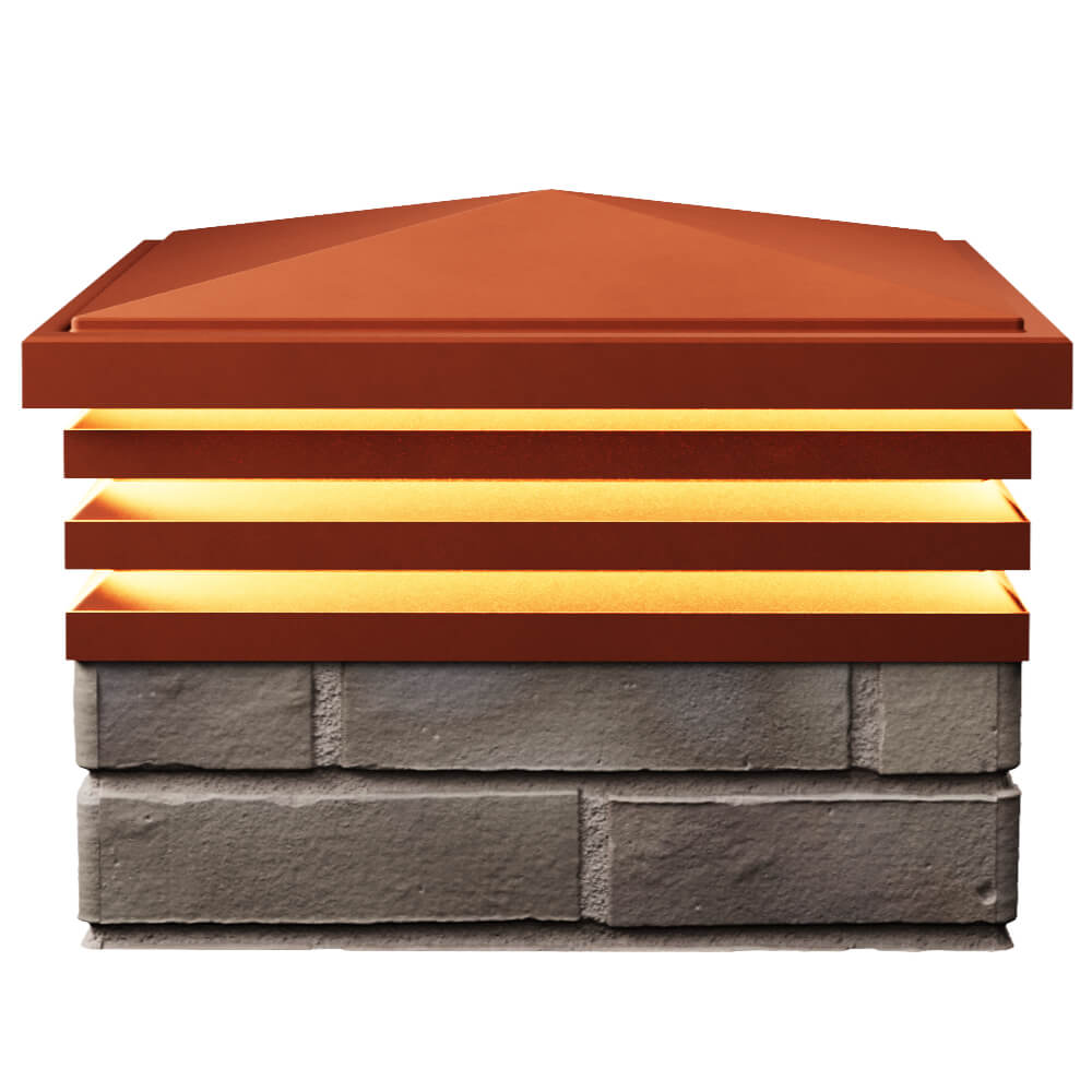 Колпак Zking Бона ХайТек Красный на столб 1.5х1.5 кирпича (385х385мм) с подсветкой в Кандалакше фото