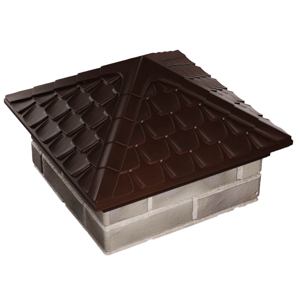 Колпак Zking Эльбрус Коричневый на столб 1.5х1.5 кирпича (385х385мм) в Кандалакше фото