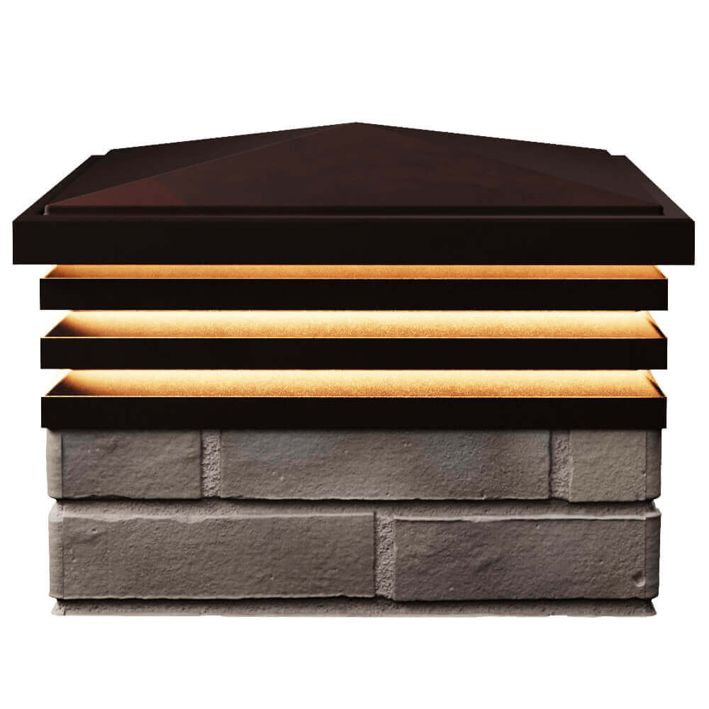 Колпак Zking Бона ХайТек Коричневый на столб 1.5х1.5 кирпича (385х385мм) с подсветкой в Кандалакше фото